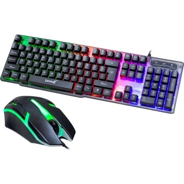 Lennox LX-T302 Oyuncu Klavye Mouse Set Rgb Işıklı Orjinal ürün görseli 1