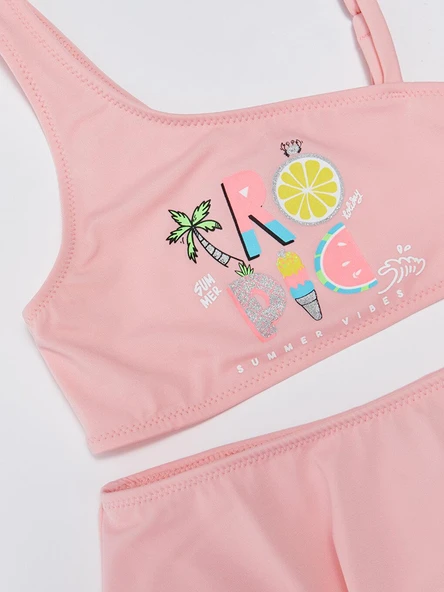 Baskılı Kız Çocuk Etekli Bikini Takım - Resim 3