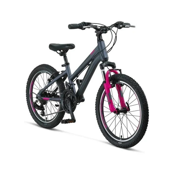 MOSSO WILDFIRE L-20-V KIZ ÇOCUK BİSİKLETİ 280H 20 JANT 18 VİTES ANTRASİT PEMBE ürün görseli 1