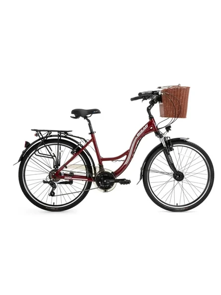 BİSAN SANDY SEPETLİ KADIN ŞEHİR BİSİKLETİ 43CM V 26 JANT 21 VİTES BORDO BEYAZ ürün görseli 1