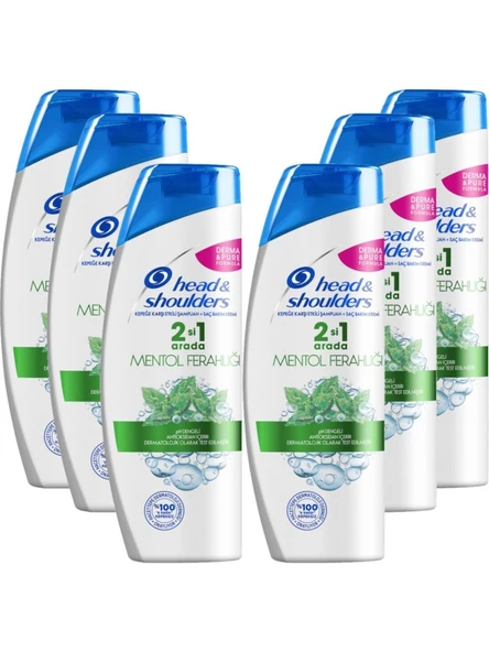 Head&Shoulders Head & Shoulders 2'si 1 Arada Mentol Ferahlığı Şampuan 350 ml x 6 Adet ürün görseli 1