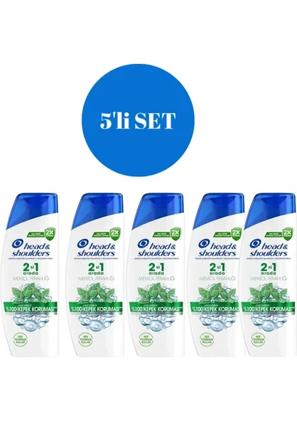 Head&Shoulders Mentol Ferahlığı 2'si 1 Arada Şampuan 350 ml  x 5 Adet ürün görseli 1