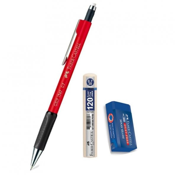 Uçlu Kalem Kırmızı 0.7 Grip 1347 Faber 120 li Uç ve Sınav Silgisi Versatil Uçlu Kalem 0,7 1 Adet ürün görseli 1