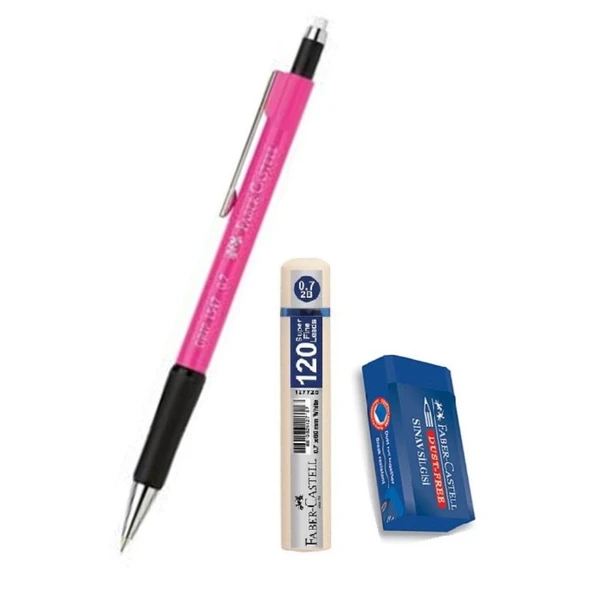 Uçlu Kalem Pembe 0.7 Grip 1347 Faber 120 li Uç ve Sınav Silgisi Versatil Uçlu Kalem 0,7 1 Adet ürün görseli 1