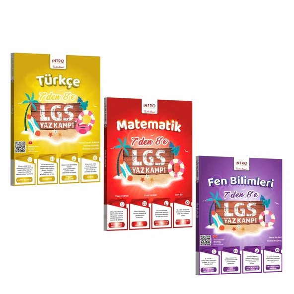 İntro Yayınları 7 den 8 e LGS Türkçe Matematik ve Fen Bilimleri Yaz Kampı Seti 3 Kitap ürün görseli 1