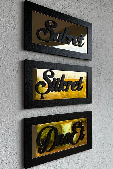 Sabret Şükret Dua Et 3'lü Tablo Seti Duvar Süsü ürün görseli 1