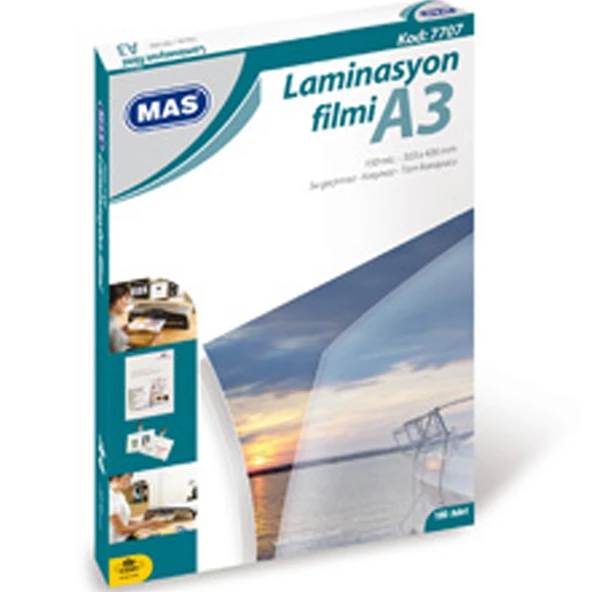 Mas Laminasyon Filmi Parlak A3 125 MIC 7707 ürün görseli 1