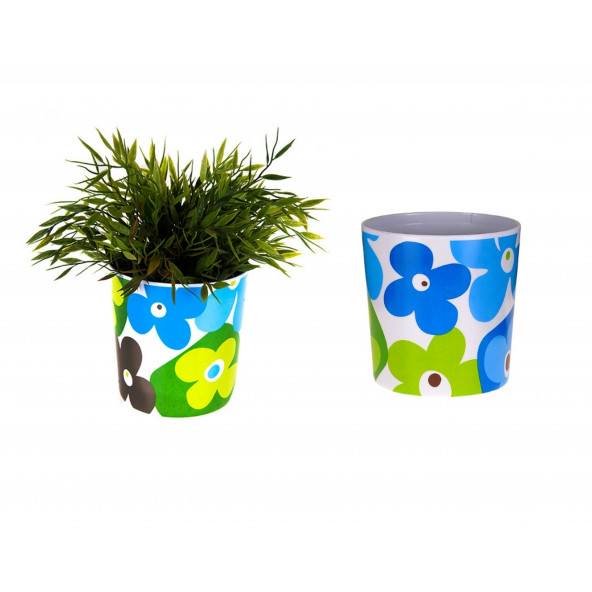 SIA Z16979 Saksı,Mavi Papatyalı Melamin Çiçeklik 14x14cm ürün görseli 1
