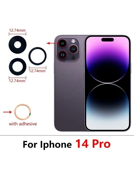 Iphone 14 Pro 3lü Arka Kamera Camı Lens Yapışkanlı ürün görseli 1