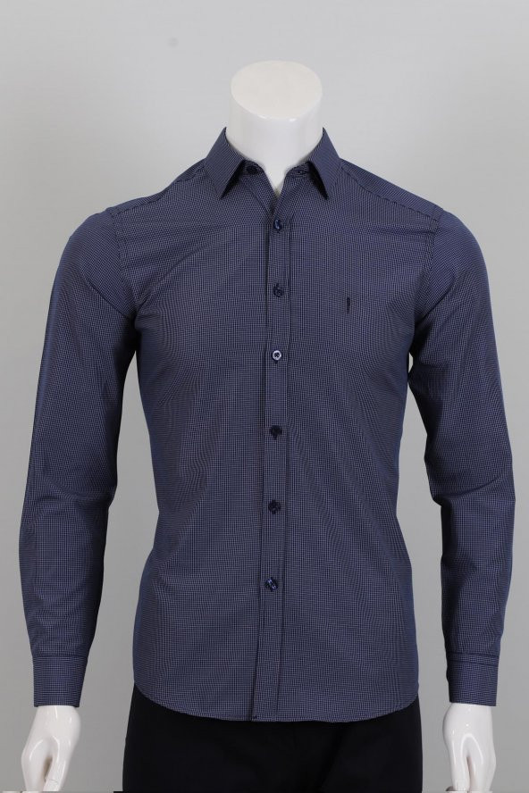 Uzun Kol Slim Fit Desenli Gömlek - Resim 2