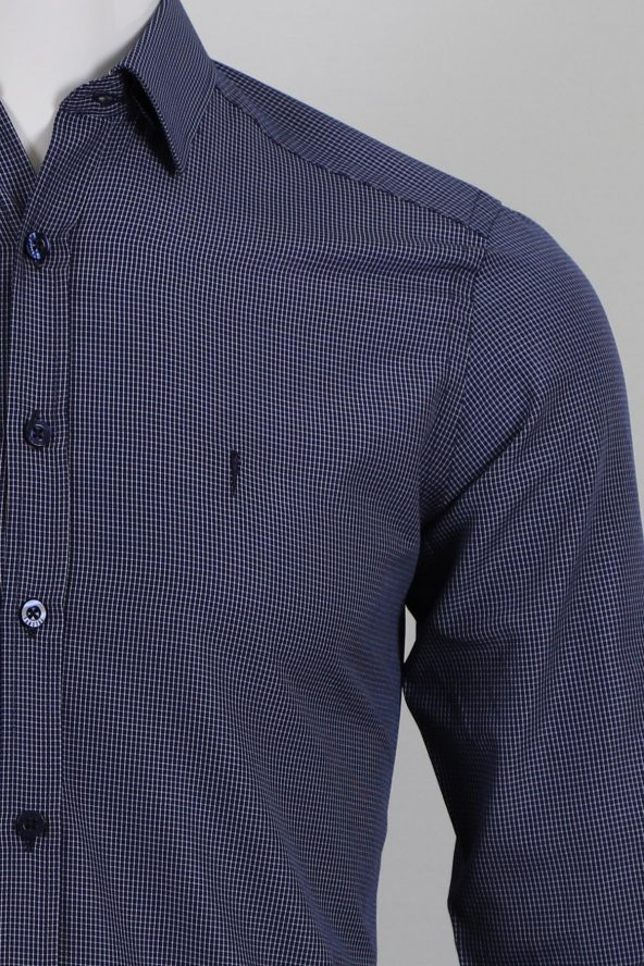 Uzun Kol Slim Fit Desenli Gömlek - Resim 3