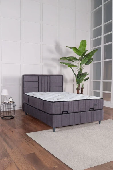 Kilim Mobilya  Premium Bamboo Sleepy Üçlü Set Gri (BAZA BAŞLIK YATAK) 160X200 ürün görseli 1