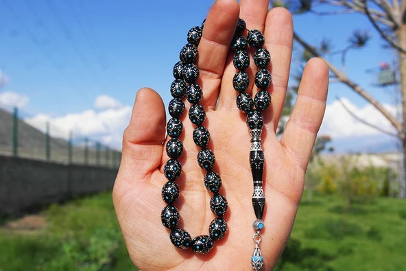 BlackCraft Oltu Sıkması Kule Model Tespih - Resim 5