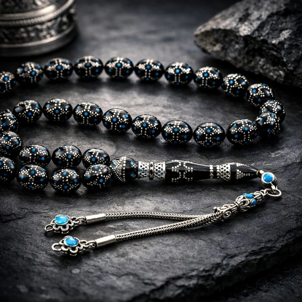 BlackCraft Oltu Sıkması Kule Model Tespih - Resim 3
