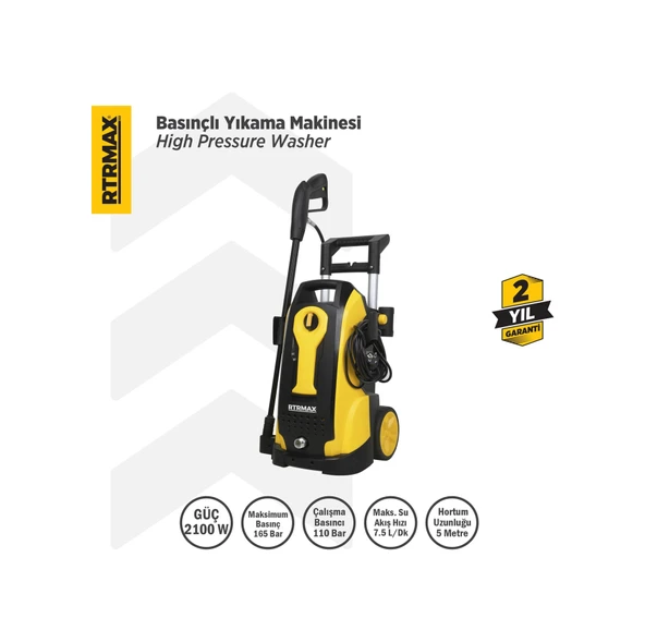 Rtrmax RTM712 Yüksek Basınçlı Yıkama 2100 W 165 Bar ürün görseli 1