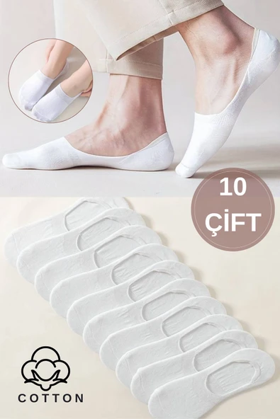 Kadın - Erkek Düz Desen (10'LU PAKET - 10 ÇİFT) Pamuklu Terletmez Babet Çorap ürün görseli 1