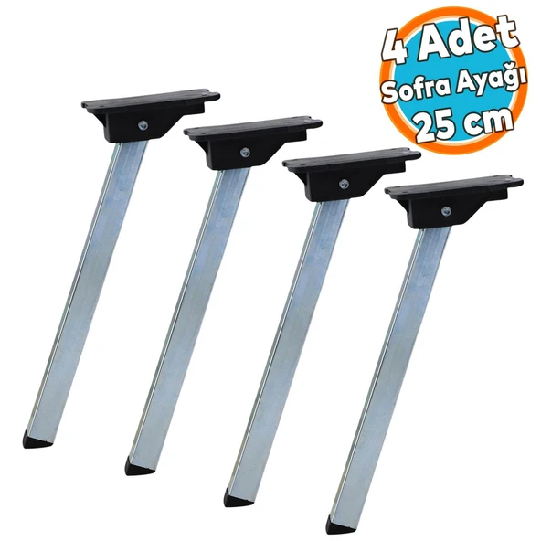 Metal Sofra Ayağı 25 cm Plastik Siyah Taban Katlanır Yer Sofrası Sini Altı Ayak Sehpa Masa (4 Adet) ürün görseli 1