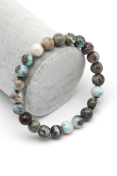 Larimar Doğal Taş Bileklik 8 mm Küre Kesim ürün görseli 1