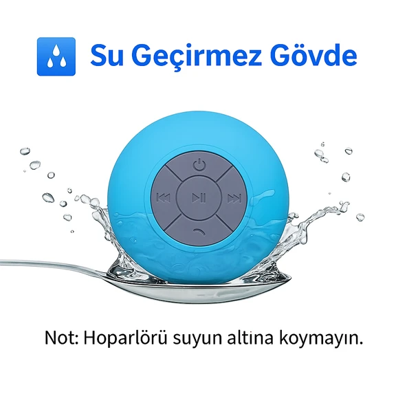 Su Geçirmez Mini Hoparlör Duş Keyfini Müziğe Dönüştür Silikon Vantuzlu Duş Hoparlörü ürün görseli 1