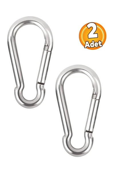 Depolife Çelik Yaylı Çelik Kanca 4 Adet Kara Bina Paslanmaz Karabina Seti Yaylı Klips Anahtarlı 8mm Kalınlık ürün görseli 1