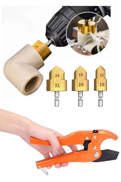 Depolife Pvc Boru Havşa PPRC Boru Tamir Onarımı Için 3 boy Matkap Rayba Boru Kesme Makası Delme Genişletme ürün görseli 1
