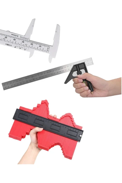 Depolife Su terazili ayarlı Kombine cetvel Açı ölçer Kalıp Tarağı Kumpas Marangoz Mühendis 45°/90° 300mm ürün görseli 1