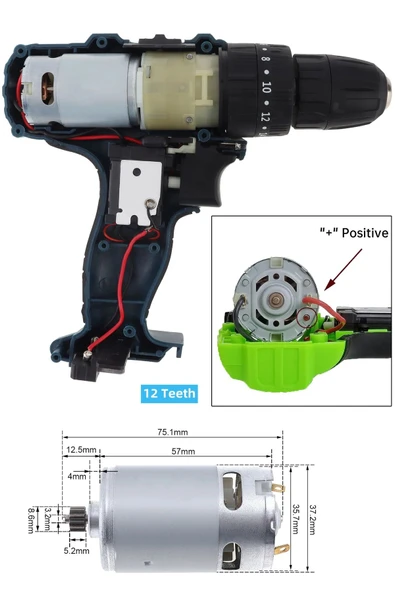 Depolife şarjlı Matkap motoru RS550 DC Motor 12V mikro Motor Akülü Matkap motoru 12 diş çarklı ürün görseli 1