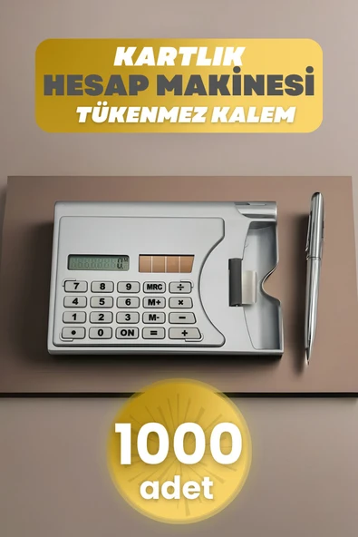 Depolife 1000 Adet Taşınabilir Hesap Makinesi Güneş Enerjili Kartvizitlik Tükenmez Kalem Cep Tipi Calculator ürün görseli 1