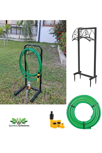 Depolife Hortum Toplama Aparatı Bahçe Su Hortumu Dolama Makarası Standlı Metal Hortum Dolama ürün görseli 1