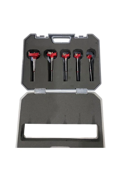 Depolife 5 Parça Menteşe Yeri Mumluk Açma Freze Matkap Uç Kutulu 15 20 25 30 35 Mm Menteşe Açma Panç ürün görseli 1