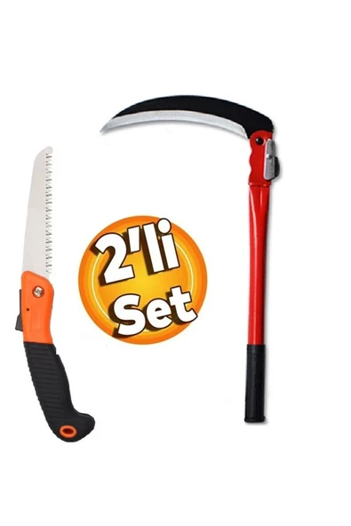 Depolife Katlanır Tırpan Çim Ot Çalı Ağaç Dal Kesme Budama Testere Bahçe Orağı Ve Katlanır Testere ürün görseli 1