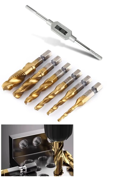 Depolife Klavuz Seti Bits sapı Matkap veya Kılavuz Kol ile kullanım M3 M4 M5 M6 M8 M10 Ahşap metal derlin pah ürün görseli 1