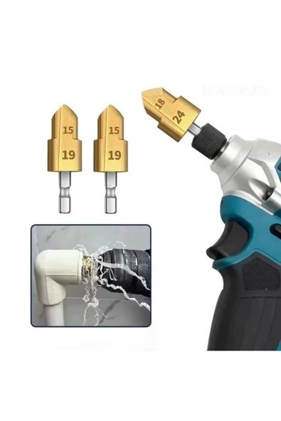 Depolife Pvc Boru Raybası Ağır Hizmet Tipi Boru Raybalama Matkap Uçları 3 Parça Kutulu Boru Pah Çapak Alma ürün görseli 1