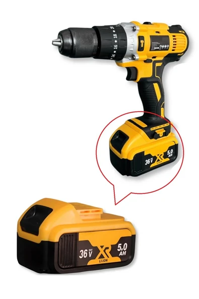 Depolife Şarjlı Matkap Için Yedek Batarya 18v 21v 36v Volt Şarjlı Makine Aküsü 10lu 18650 pil grubu 5.0 Amper ürün görseli 1