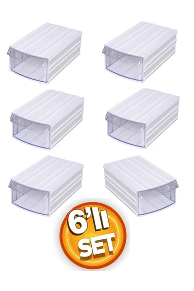 Depolife Şeffaf Çekmeceli Organizer Kutu 6 Kutu Dremel Gravür Boncuk Mücevher Saklama Kutusu düzenleyici ürün görseli 1