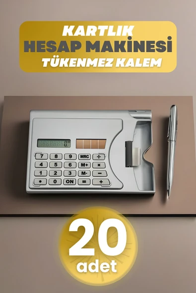 Depolife 20 Adet Taşınabilir Hesap Makinesi Güneş Enerjili Kartvizitlik Tükenmez Kalem Cep Tipi Calculator ürün görseli 1