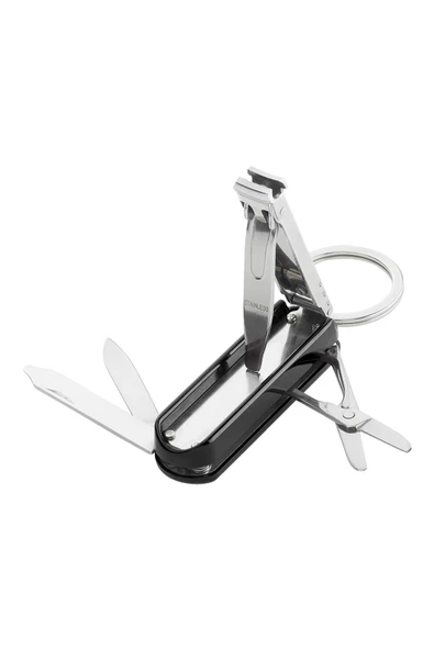 Depolife Classic inox Çok Amaçlı Alet Anahtarlık Seti 60MM Siyah Tırnak Makası Çakı Törpü Makas Anahtarlık ürün görseli 1