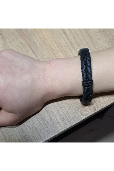 Depolife Naturel Deri Bileklik Kol için Hakiki Deri Bileklik boncuklu Metal Kilipsli ipli ürün görseli 1