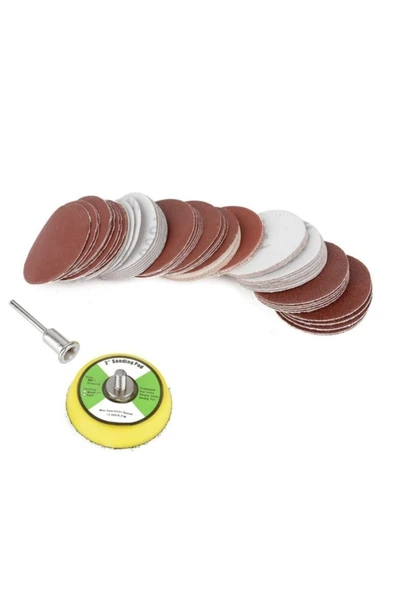 Depolife Gravür makineleri Hobi Makinesi Için 50mm  Cırtlı Zımpara pedi ve 60 Adet zımpara seti ürün görseli 1