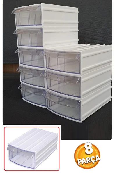 Depolife Şeffaf Çekmeceli Organizer Kutu 8 Kutu Dremel Gravür Boncuk Mücevher Saklama Kutusu düzenleyici ürün görseli 1