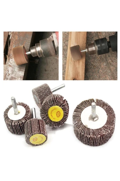 Depolife Mop Zımpara Saplı Silindir Zımpara Seti 5 Parça 60 Kum Daire Zımpara Takımı Ahşap Metal Zımparalama ürün görseli 1