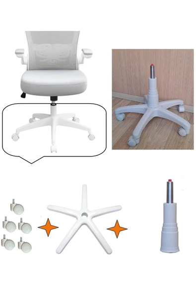 Depolife Ofis Müdür çalışma koltukları için Tekerlek Yıldız ayak Amortisör seti üniversal krem beyaz açık gri ürün görseli 1