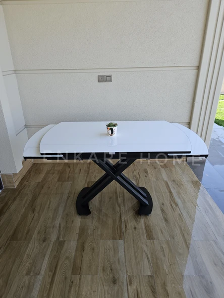 Enkare X Ayaklı Gloss Masa - Çift Kanat Açılır Mdf Masa ürün görseli 1