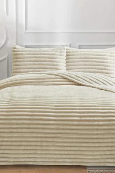 Eterna Peluş Tek Kişilik 180x240 Cm Yatak Örtüsü Bej ürün görseli 1