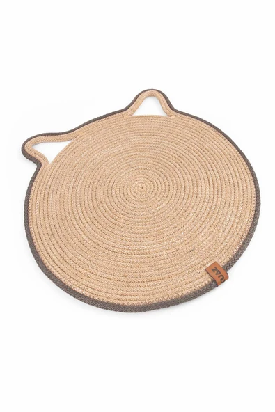 Jüt Kulaklı Yuvarlak Kedi Köpek Mama\Yatakönü Paspası, Hasır Kedi Matı 40*40 cm ürün görseli 1
