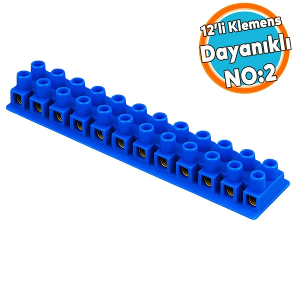 Yanmaz Vidalı Pano Sıra Klemens Elektrik Bağlantı Klemensi Aparatı Vidalı Terminal Blok 12'li No:2 ürün görseli 1
