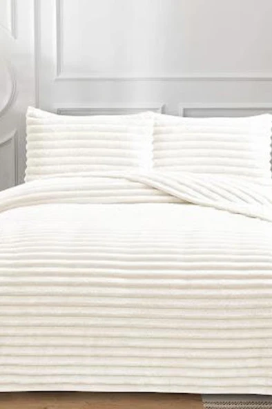 Eterna Peluş Tek Kişilik 180x240 Cm Yatak Örtüsü Krem ürün görseli 1