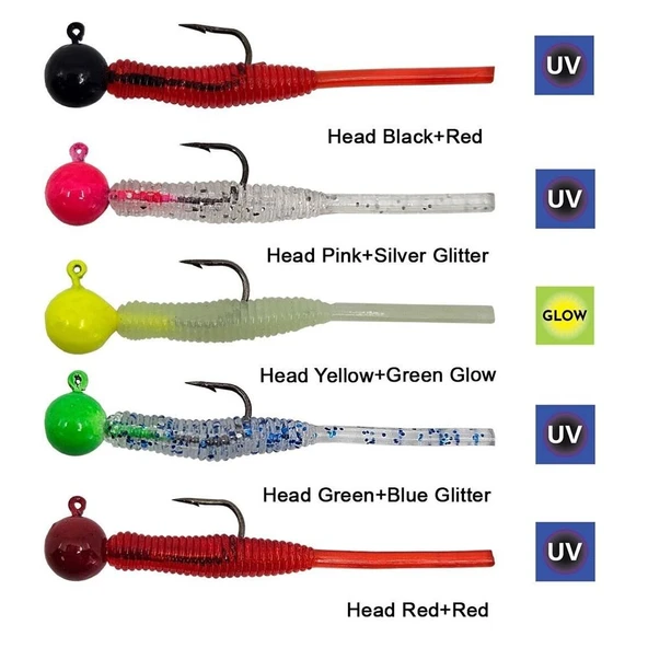 Kendo Hook Worm CY092 Jighead+Lrf Silikonu 2gr+4.5cm - Resim 2