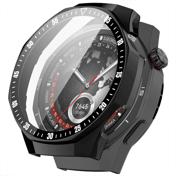 Huawei Watch GT5 Pro 46mm Kasa Uyumlu Kılıf Sert PC Kasa ve Ekran Koruyucu Kılıf  Füme ürün görseli 1
