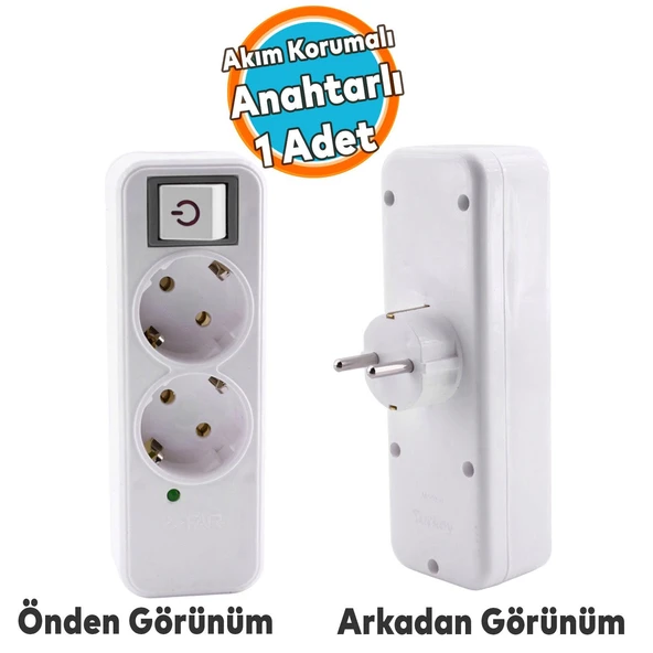 Akım Korumalı Kablosuz Anahtarlı 2'li Grup Priz Golyat Düğmeli Fiş Priz Topraklı Çoklu Çoğaltıcı ürün görseli 1